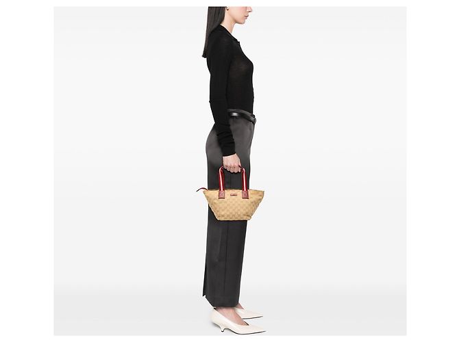 Borsa Gucci GG Canvas Web Tan Cammello - vista 7