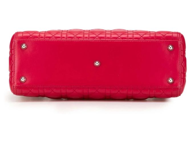 Borsa Lady Dior Satchel Large in pelle d'agnello Cannage rossa Dior Rosso - vista 3