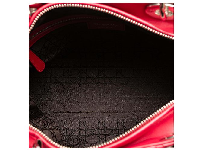Borsa Lady Dior Satchel Large in pelle d'agnello Cannage rossa Dior Rosso - vista 4