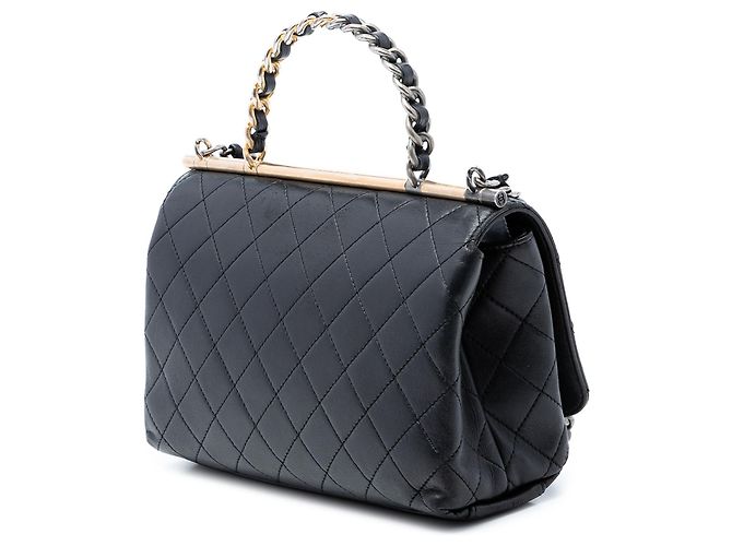 Borsa a patta Chanel Medium Quilted Lambskin La Parisienne Nera Nero - vista 2