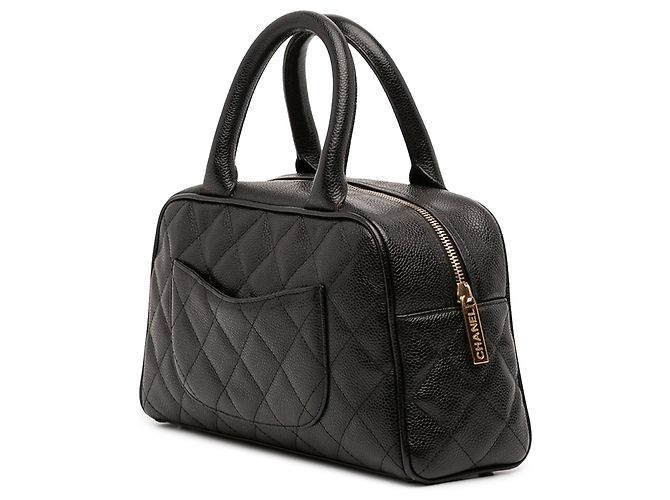 Borsa Bowling Chanel CC Matelassé in Pelle Caviar Nera Nero - vista 2