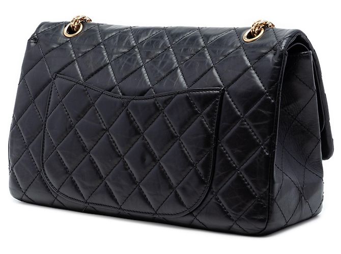 Bolsa de ombro Chanel Reissue 2.55 Double Flap 227 em couro de bezerro envelhecido matelassé preto - vista 2