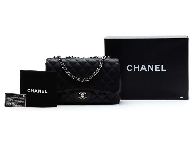 Borsa a tracolla Chanel Jumbo Classic Caviar Single Flap Nera Nero - vista 7