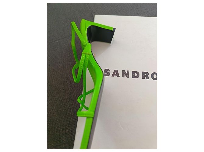 Sandro Riemchensandalen aus Leder grün mit Blockabsatz - Ansicht 5