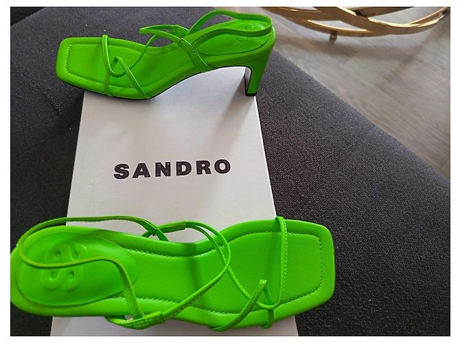 Sandro Riemchensandalen aus Leder grün mit Blockabsatz - Ansicht 6