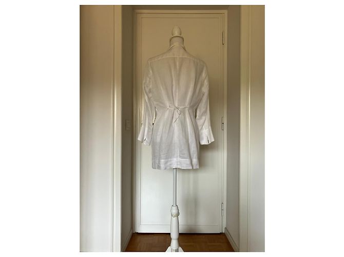 Autre Marque Go Fontana Leinenhemd Weiß - Ansicht 4