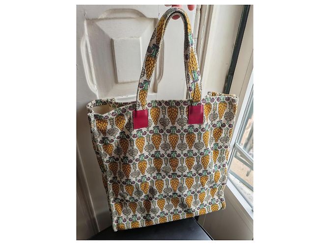 Borsa Tote Gucci Firenze 1921 - Design Pigna Rosso Beige Verde Giallo - vista 7