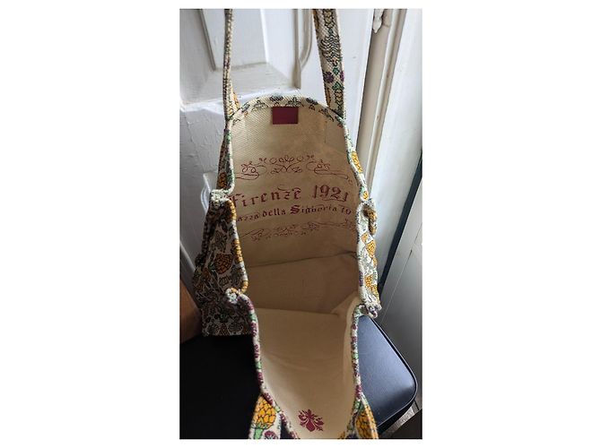 Borsa Tote Gucci Firenze 1921 - Design Pigna Rosso Beige Verde Giallo - vista 9