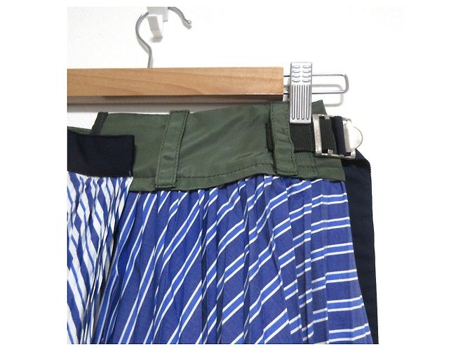 Falda plisada de popelina de algodón sacai Azul - vista 3