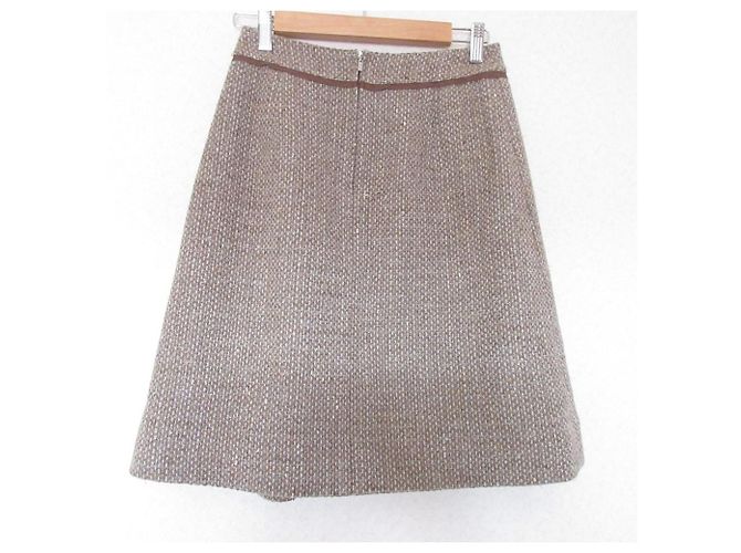 Autre Marque Falda trapecio de tweed de seda y lana FOXEY Castaño - vista 2