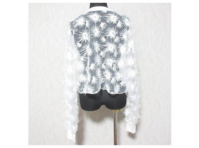 Autre Marque PROVOKE Tüllbluse mit Blumen Weiß - Ansicht 2