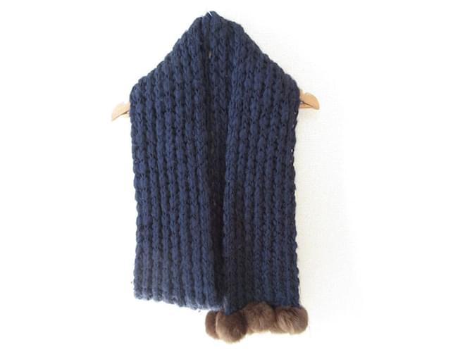 Autre Marque MAX&Co. Langer Schal mit Pompons Blau - Ansicht 2