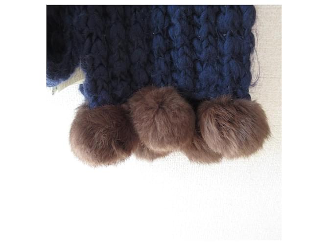 Autre Marque MAX&Co. Langer Schal mit Pompons Blau - Ansicht 3