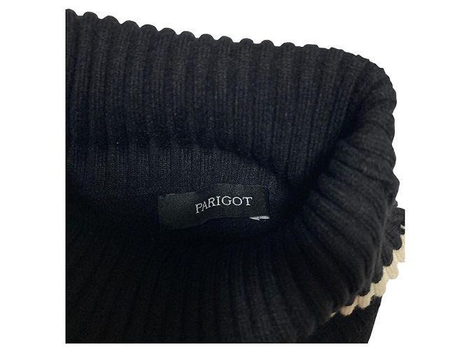 Autre Marque Parigot Strickpullover mit Stehkragen Schwarz - Ansicht 5