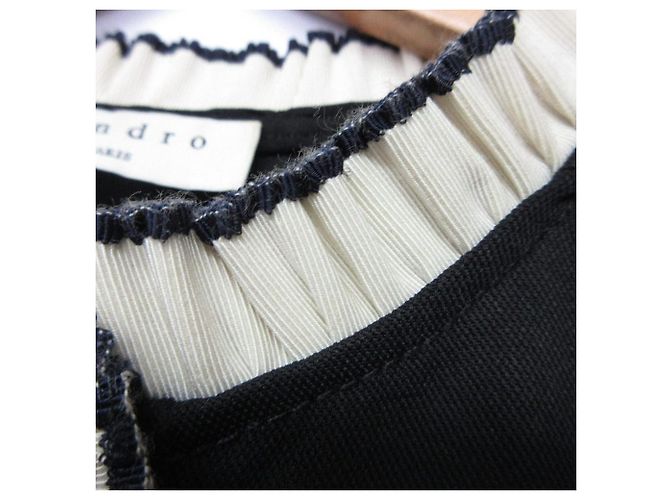 Autre Marque Sandro Kleid mit gerafftem Kragen Schwarz - Ansicht 4