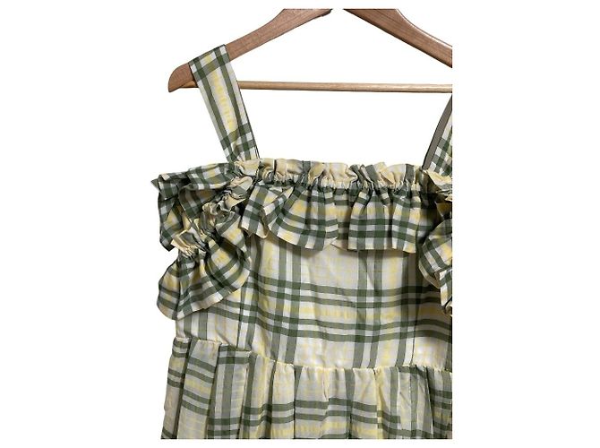 Autre Marque Vestido Seersucker Diagram Check Amarillo - vista 3