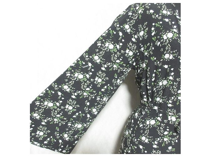 Autre Marque Ganni Blumen-Wickelkleid Schwarz - Ansicht 5