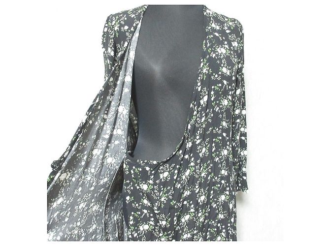 Autre Marque Ganni Blumen-Wickelkleid Schwarz - Ansicht 6