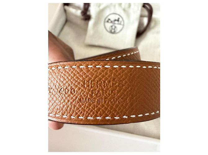 Cinturón reversible Hermès Constance 90 cm Castaño Burdeos - vista 5