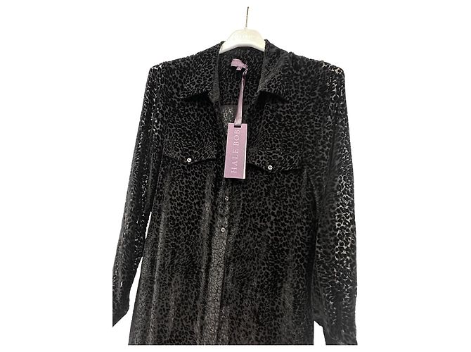 Hale Bob Samt-Hemdkleid mit schwarzem Leopardenprint - Ansicht 2