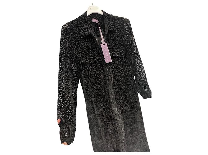 Hale Bob Samt-Hemdkleid mit schwarzem Leopardenprint - Ansicht 3