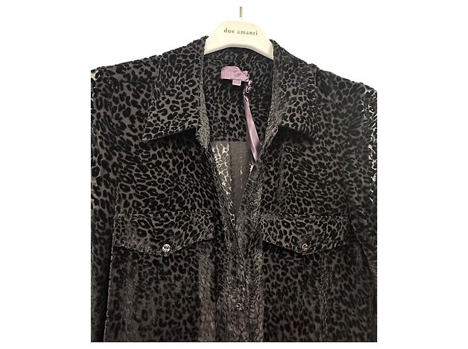 Hale Bob Samt-Hemdkleid mit schwarzem Leopardenprint - Ansicht 4