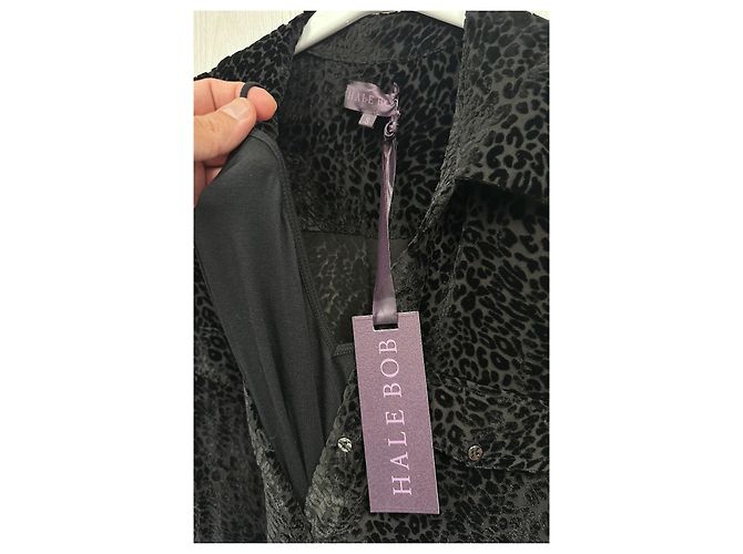 Hale Bob Samt-Hemdkleid mit schwarzem Leopardenprint - Ansicht 6
