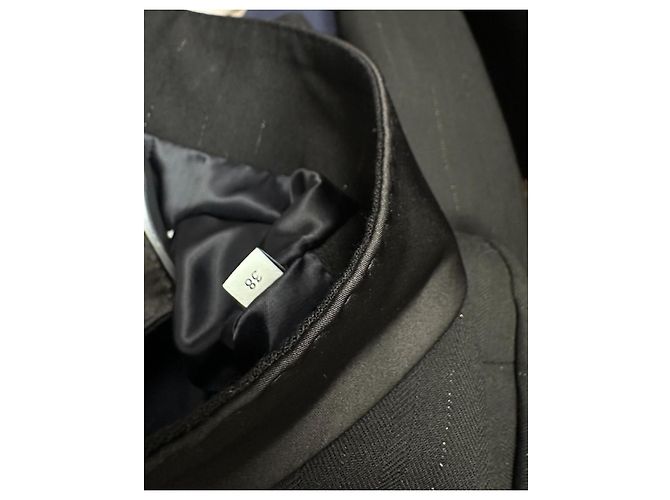 Giacca cropped Sandro nera a righe con collo in raso Nero - vista 8