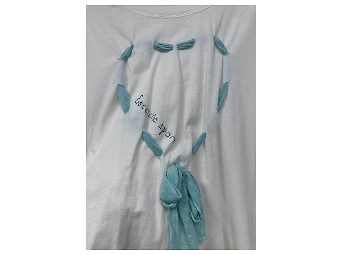 Autre Marque Camiseta Escada Sport de algodón blanco con detalle de cinta azul - vista 2