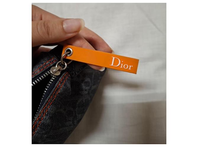 Dior Pochette Monogram in Denim Blu - vista 3