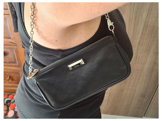 Pochette Dior in pelle nera Nero - vista 4