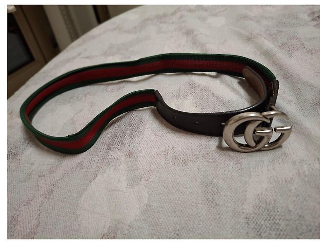Gucci GG Marmont Gürtel aus Canvas und Leder Braun Rot Grün - Ansicht 4