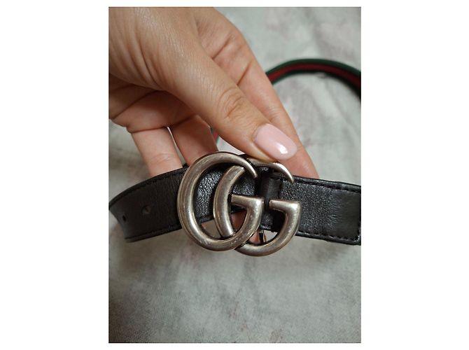 Gucci GG Marmont Gürtel aus Canvas und Leder Braun Rot Grün - Ansicht 6