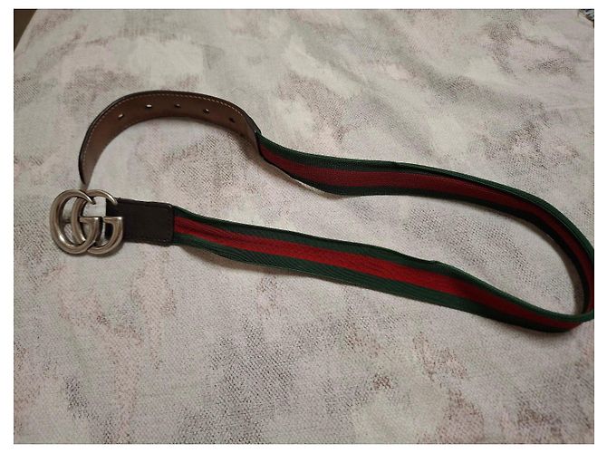 Gucci GG Marmont Gürtel aus Canvas und Leder Braun Rot Grün - Ansicht 9