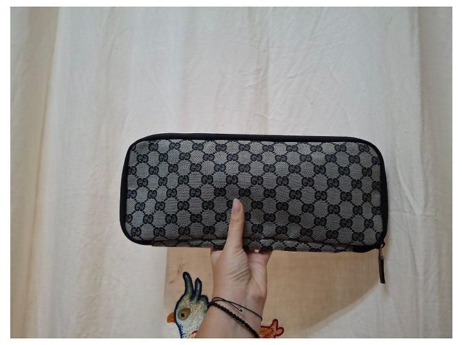 Pochette Gucci Monogram GG Nero Beige - vista 2