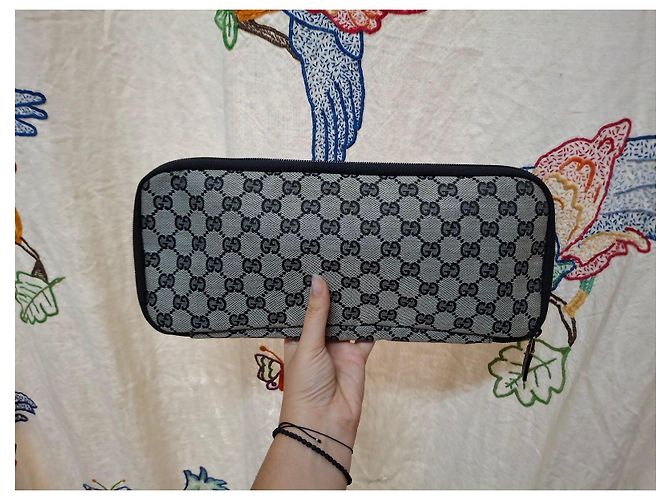 Pochette Gucci Monogram GG Nero Beige - vista 5