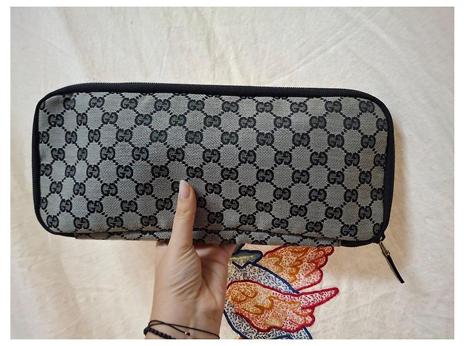 Pochette Gucci Monogram GG Nero Beige - vista 6