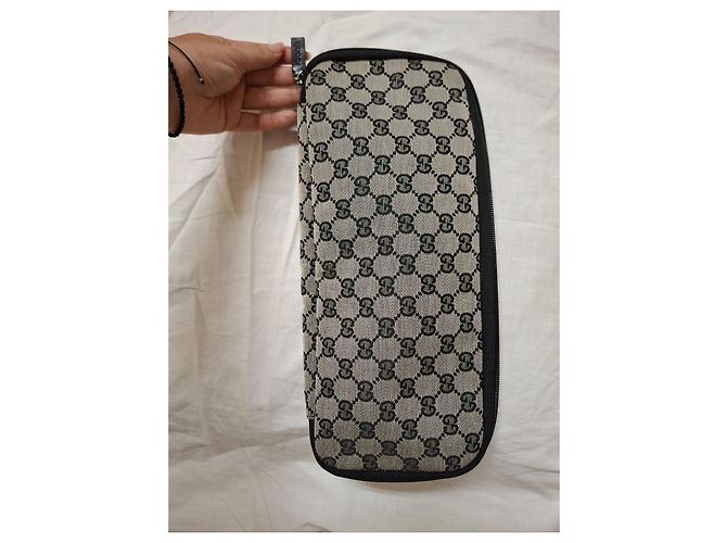 Pochette Gucci Monogram GG Nero Beige - vista 9