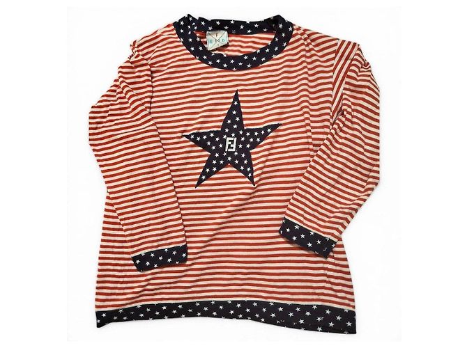 Camiseta de manga larga Fendi con estampado de estrellas y rayas Blanco Roja Azul - vista 4
