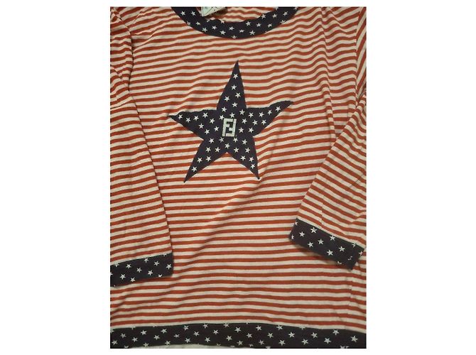 Camiseta de manga larga Fendi con estampado de estrellas y rayas Blanco Roja Azul - vista 5