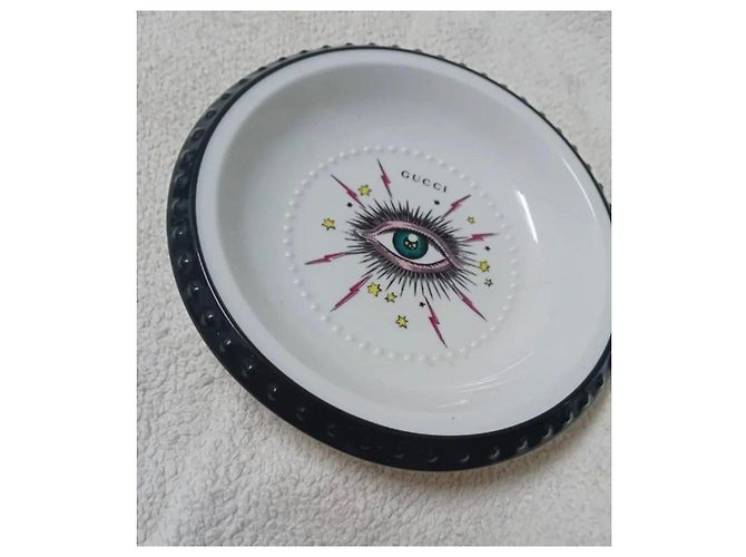 Assiette décorative Gucci "Occhio" en céramique Noir Blanc Multicolore - vue 2