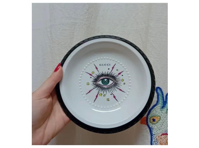 Assiette décorative Gucci "Occhio" en céramique Noir Blanc Multicolore - vue 3
