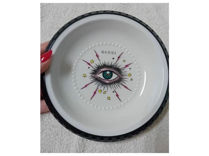 Assiette décorative Gucci "Occhio" en céramique Noir Blanc Multicolore - vue 5