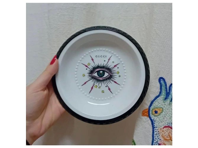 Assiette décorative Gucci "Occhio" en céramique Noir Blanc Multicolore - vue 6