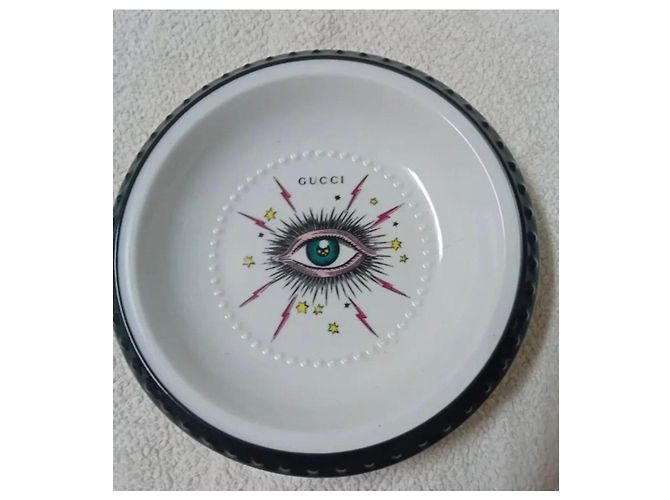 Assiette décorative Gucci "Occhio" en céramique Noir Blanc Multicolore - vue 7