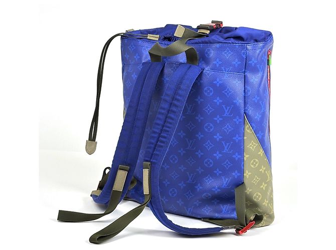 Zaino Louis Vuitton Split Taigarama Cobalt Blu - vista 2