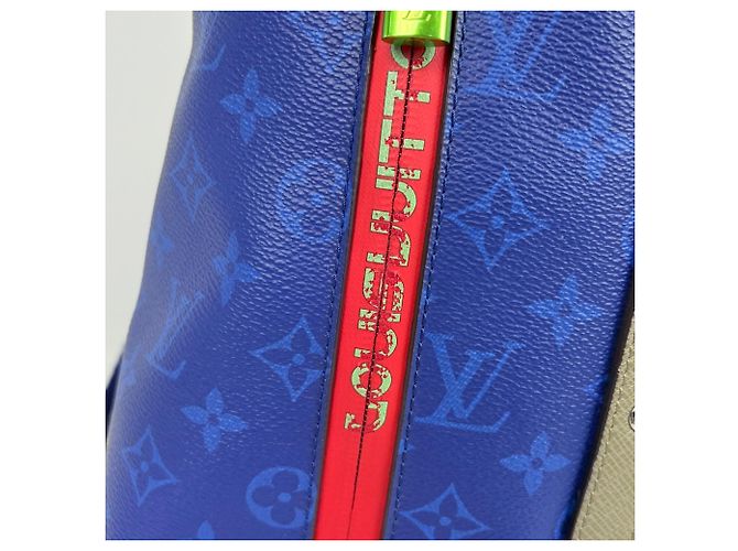 Zaino Louis Vuitton Split Taigarama Cobalt Blu - vista 5