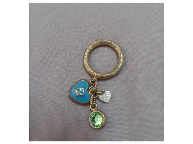 Anello Fendi con ciondoli a cuore e pietra verde Blu D'oro - vista 2