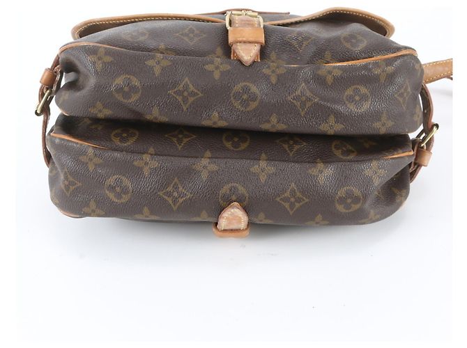 Borsa a tracolla Louis Vuitton Monogram Saumur 30 in pelle Marrone scuro - vista 5