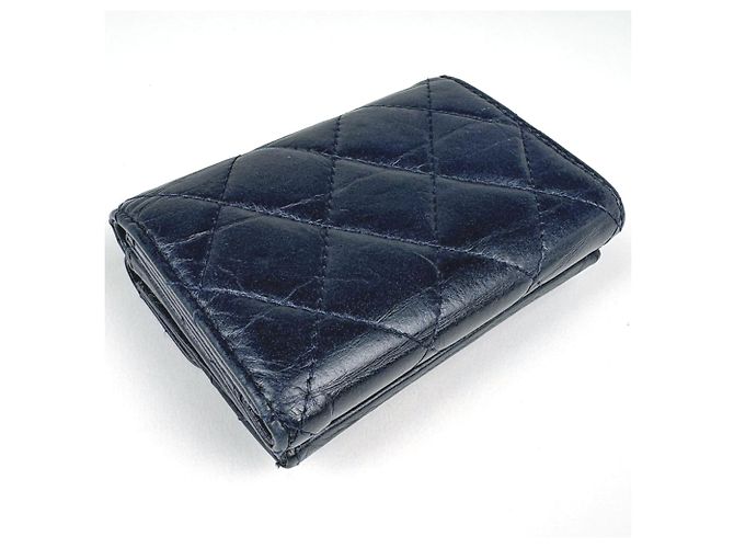 Chanel Navy Tri-fold Geldbörse Marineblau - Ansicht 2